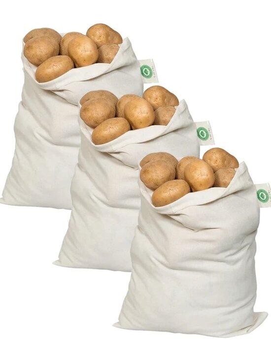 Other - Reusable Produce Drawstring Bags Set of 3 Size XL 14″x 18″ Organic Cotton Mart